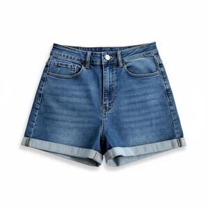 Wax Jean Collection High Rise Denim Shorts Cuffed Medium Wash M